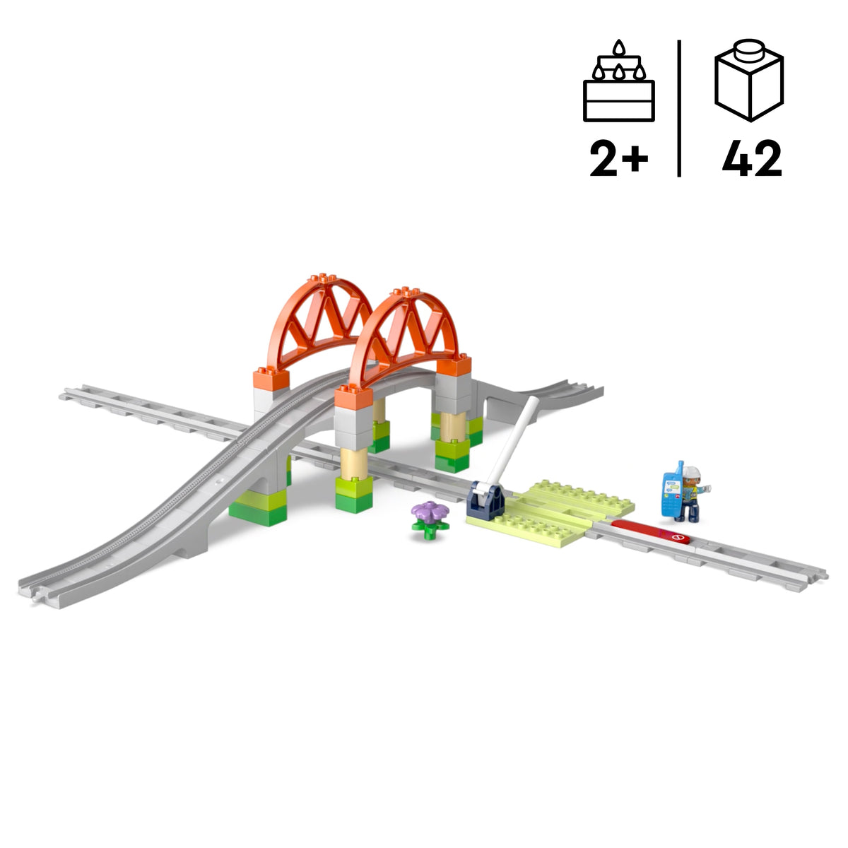LEGO DUPLO 10426 Eisenbahnbrücke und Schienen – Erweiterungsset