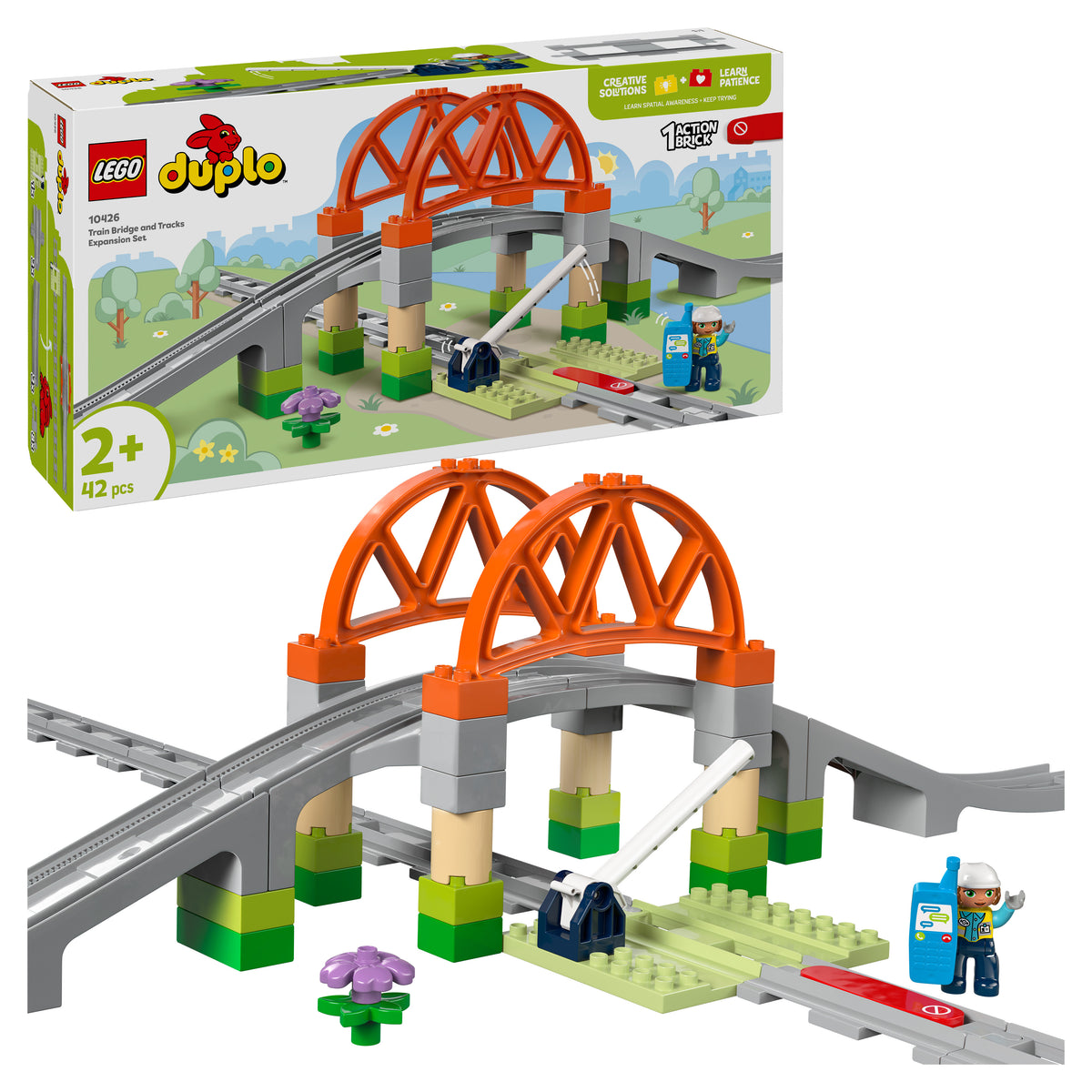 LEGO DUPLO 10426 Eisenbahnbrücke und Schienen – Erweiterungsset