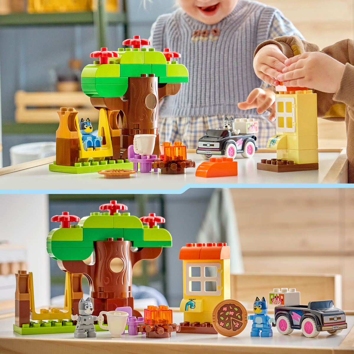 LEGO DUPLO 10469 Bluey Pizza-Schwestern mit Muffin und Bluey