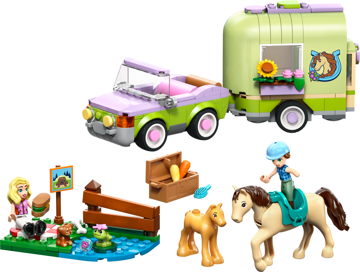 LEGO Friends 42695 Pferd und Fohlen mit Pferdeanhänger