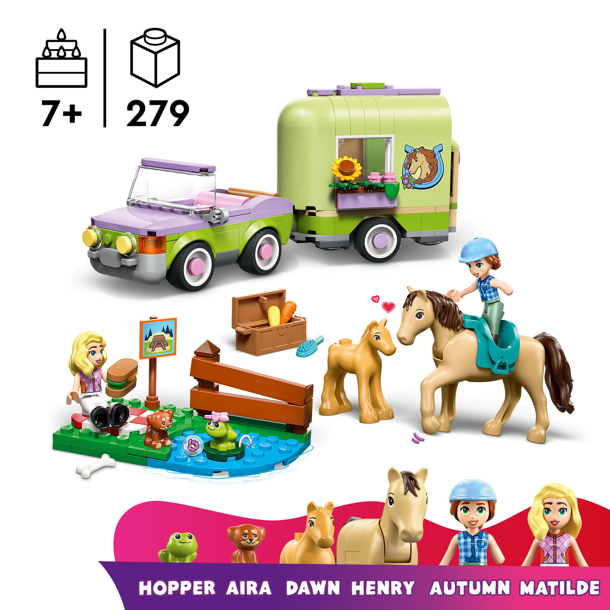 LEGO Friends 42695 Pferd und Fohlen mit Pferdeanhänger