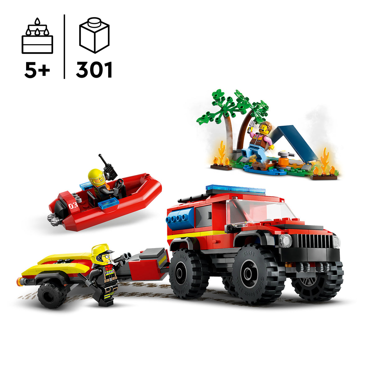 LEGO City 60412 Feuerwehrgeländewagen mit Rettungsboot