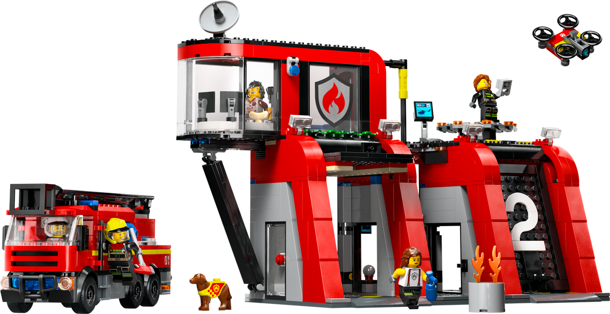 LEGO City 60414 Feuerwehrstation mit Drehleiterfahrzeug