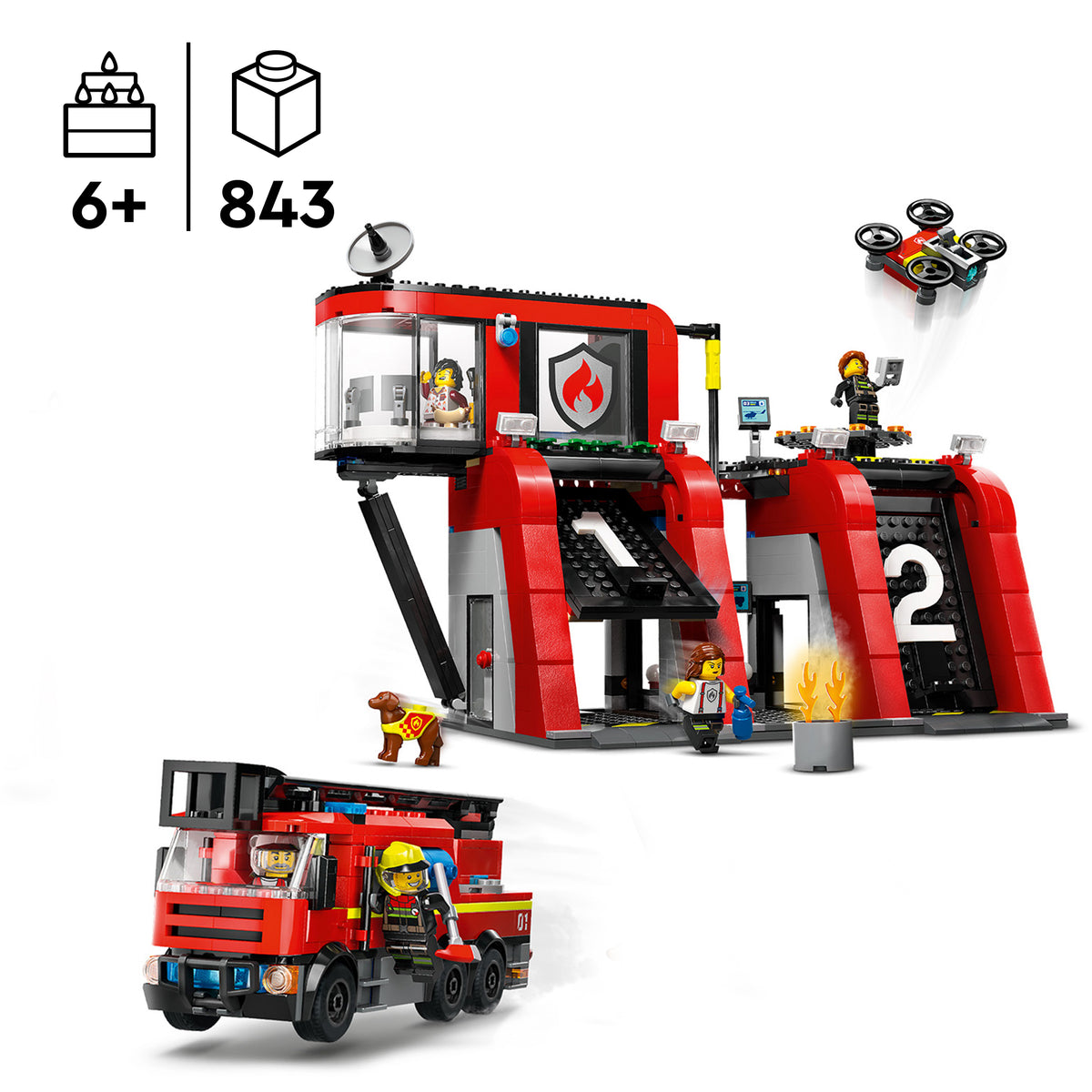 LEGO City 60414 Feuerwehrstation mit Drehleiterfahrzeug