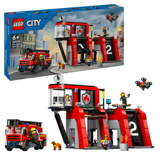 LEGO City 60414 Feuerwehrstation mit Drehleiterfahrzeug