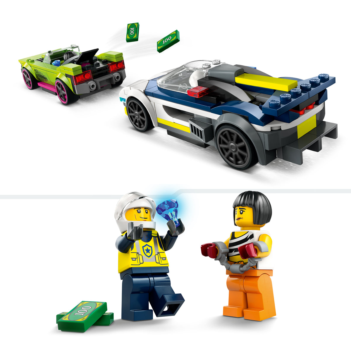 LEGO City 60415 Verfolgungsjagd mit Polizeiauto und Muscle Car