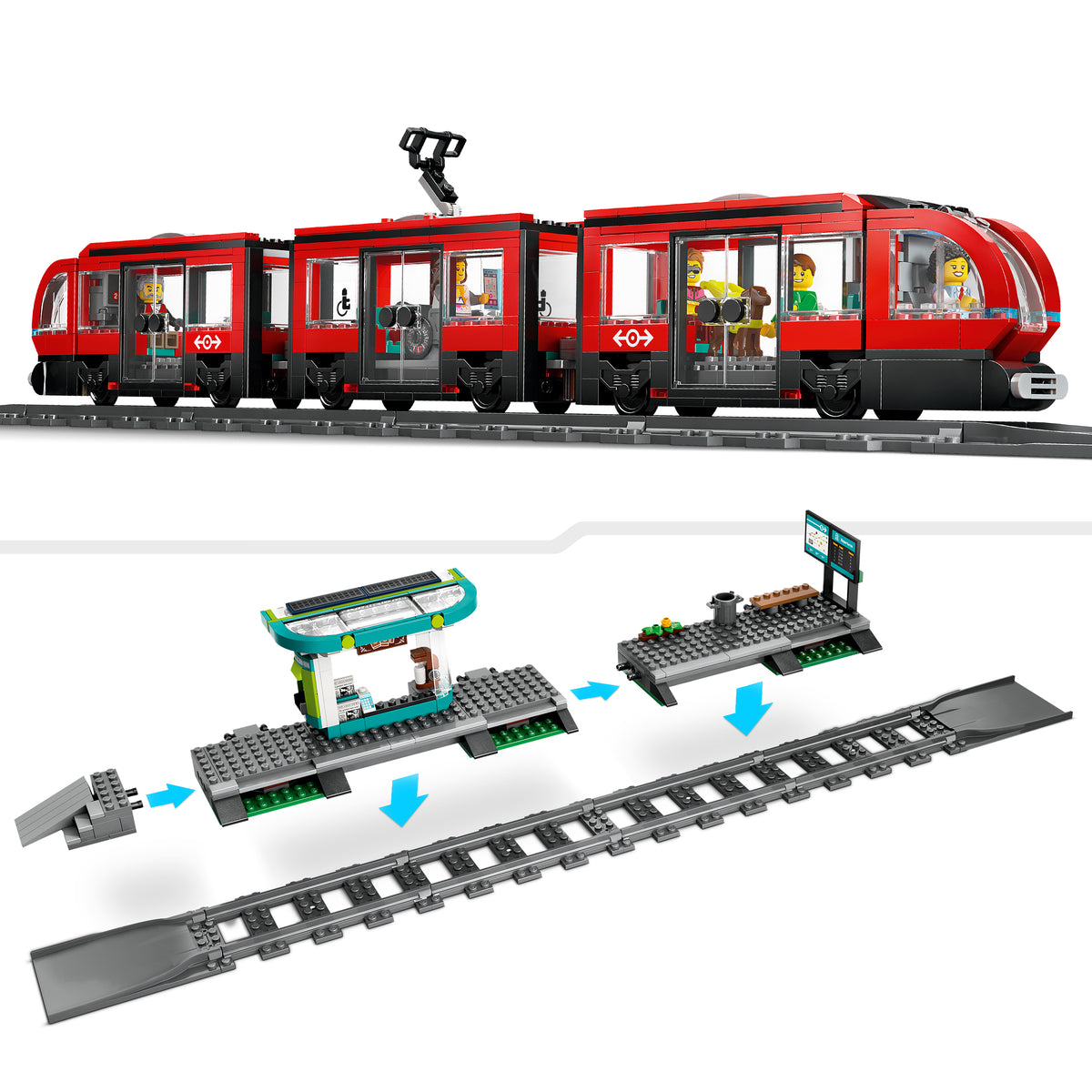 LEGO City 60423 Straßenbahn mit Haltestelle