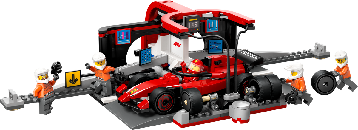 LEGO City 60443 F1 Boxenstopp mit Boxencrew und Ferrari Flitzer