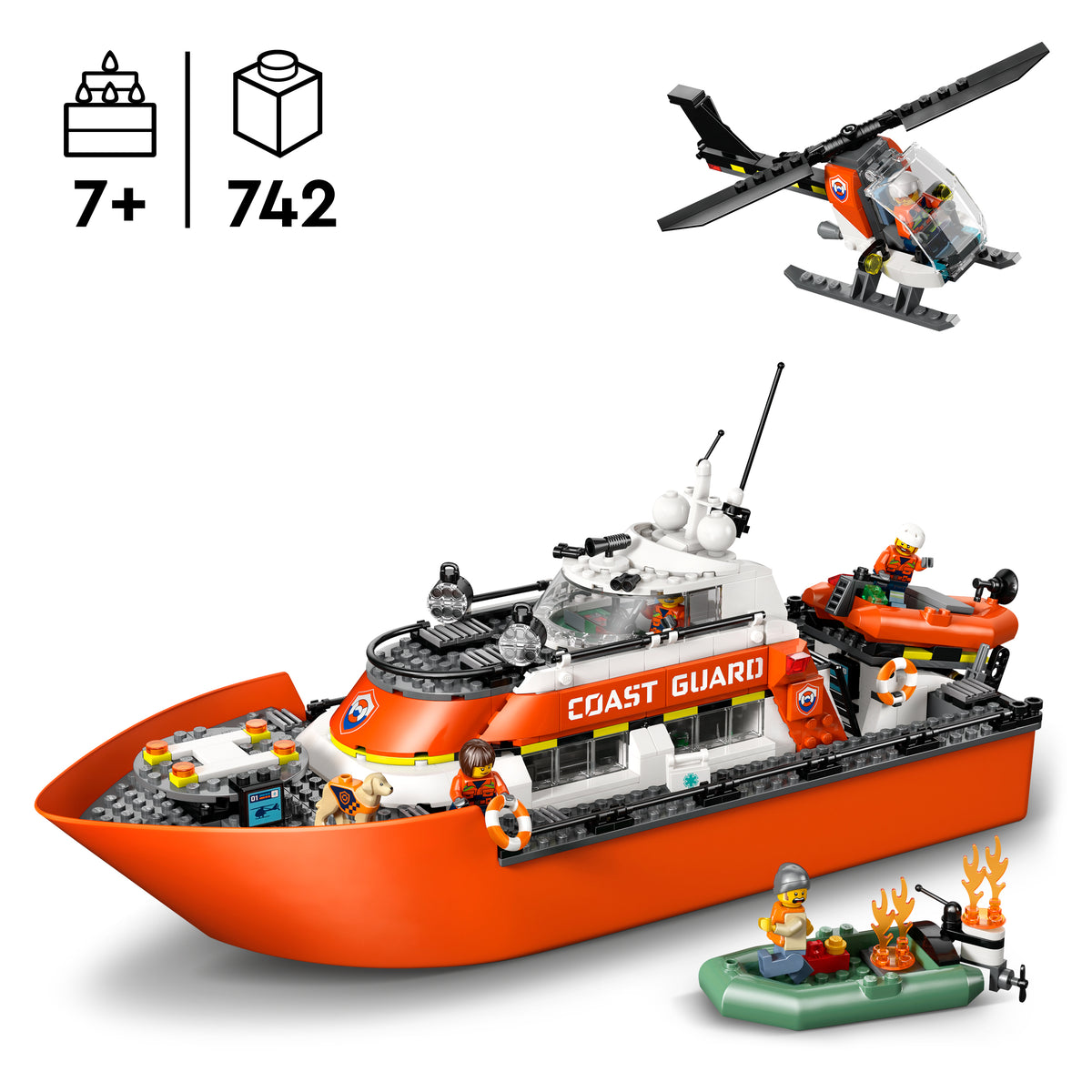 LEGO City 60504 Rettungsboot der Küstenwache mit Hubschrauber