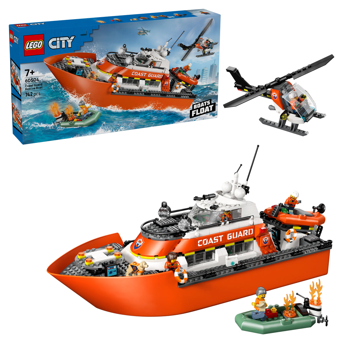 LEGO City 60504 Rettungsboot der Küstenwache mit Hubschrauber