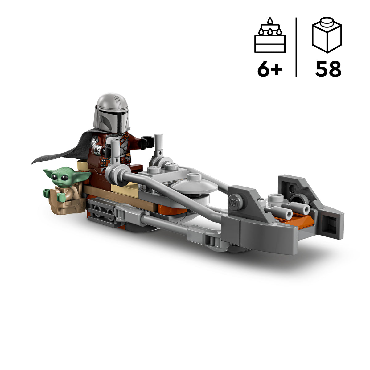 LEGO Star Wars 75436 Der Mandalorianer und Grogu auf ihrem Speeder Bike