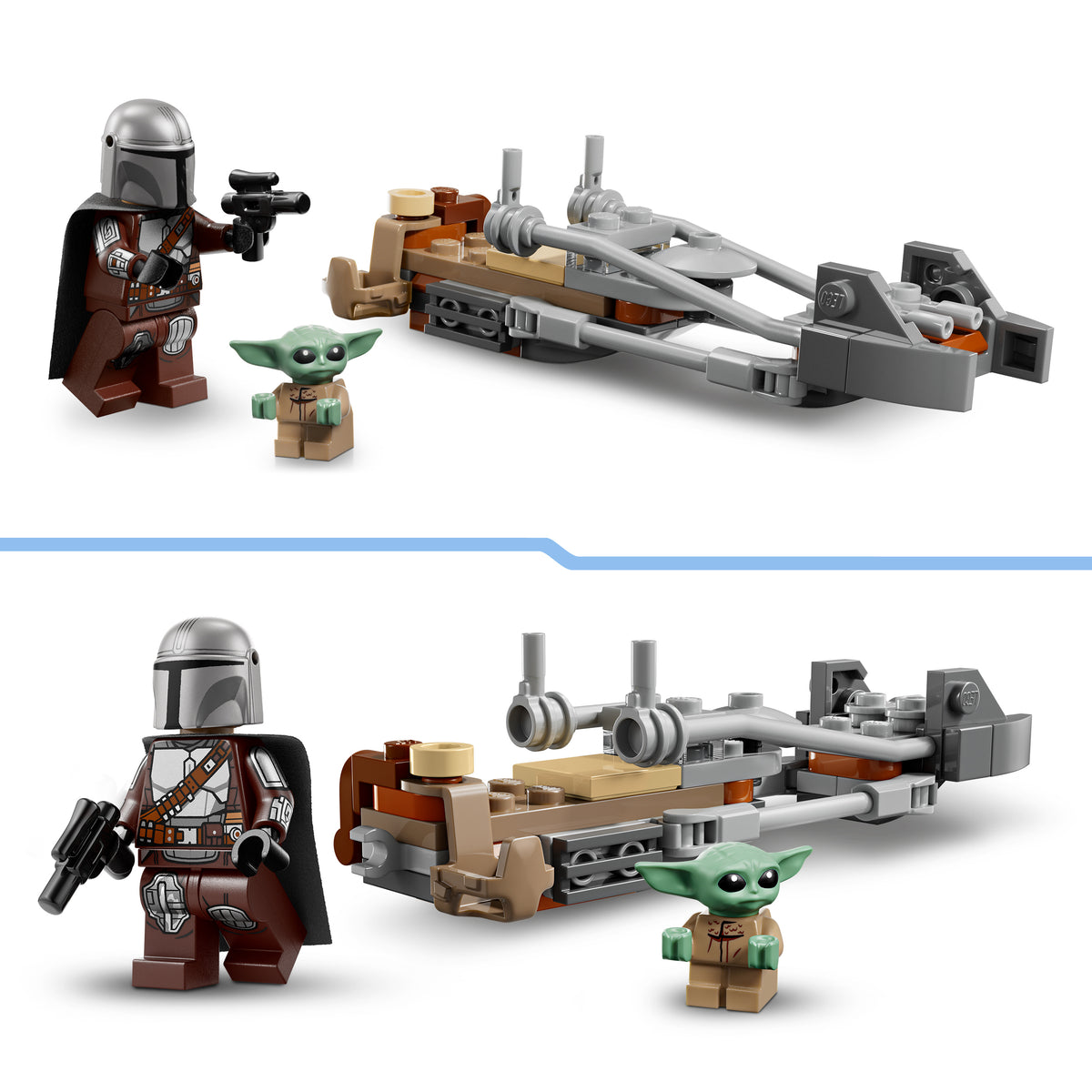 LEGO Star Wars 75436 Der Mandalorianer und Grogu auf ihrem Speeder Bike