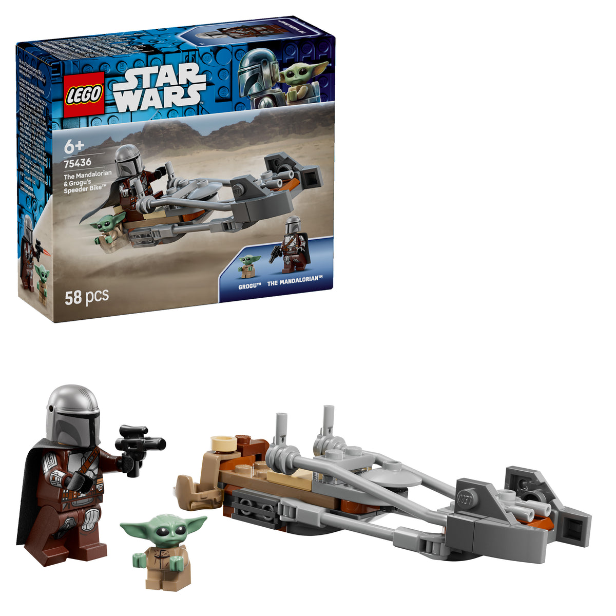 LEGO Star Wars 75436 Der Mandalorianer und Grogu auf ihrem Speeder Bike