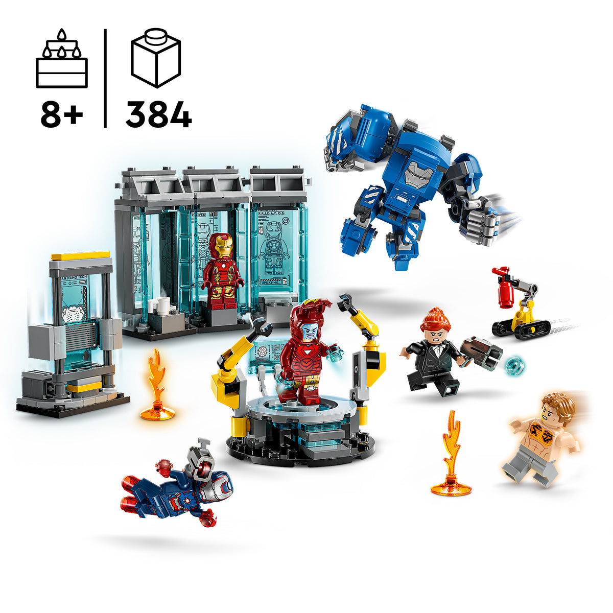 LEGO Marvel 76315 Iron Mans Labor: Halle der Rüstungen