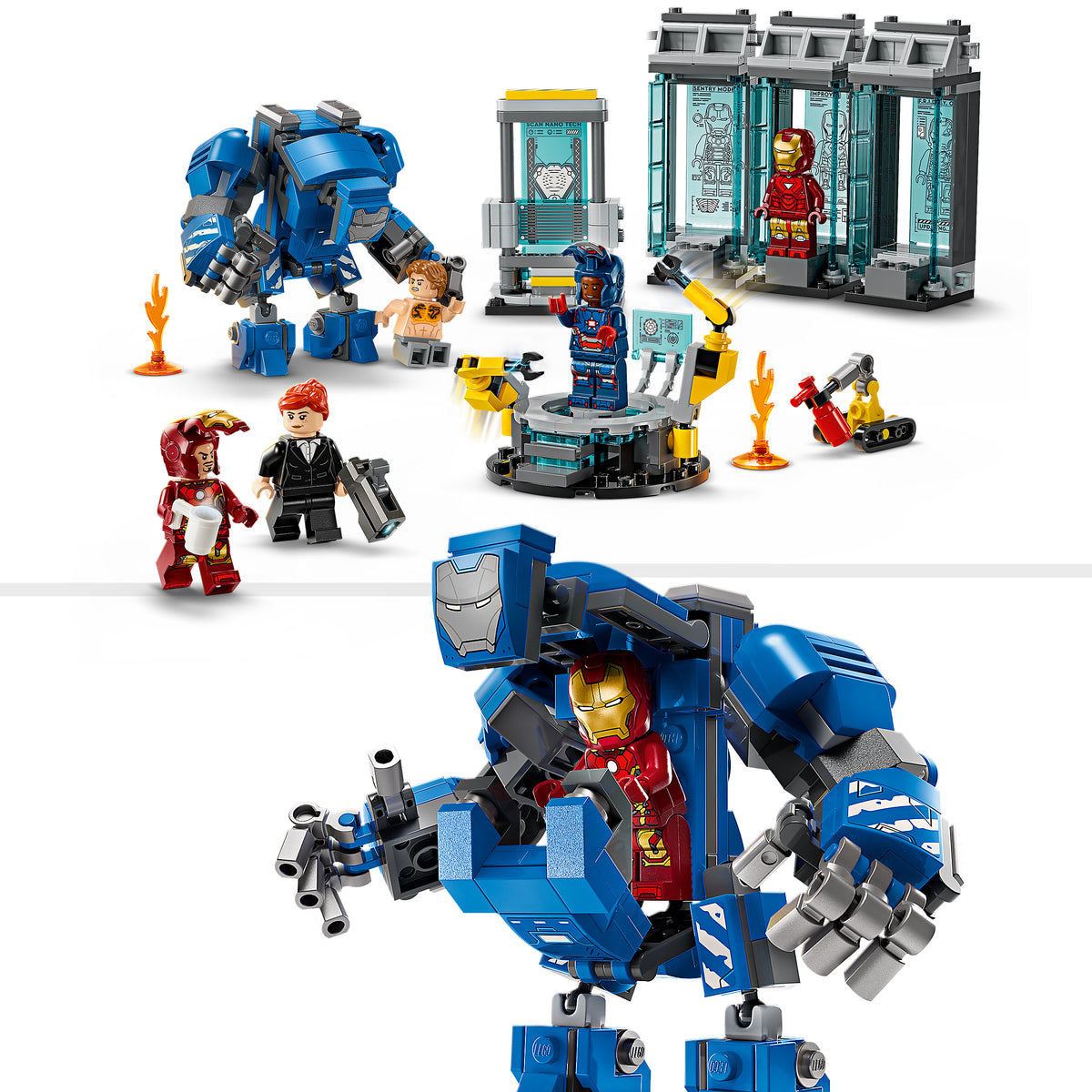 LEGO Marvel 76315 Iron Mans Labor: Halle der Rüstungen