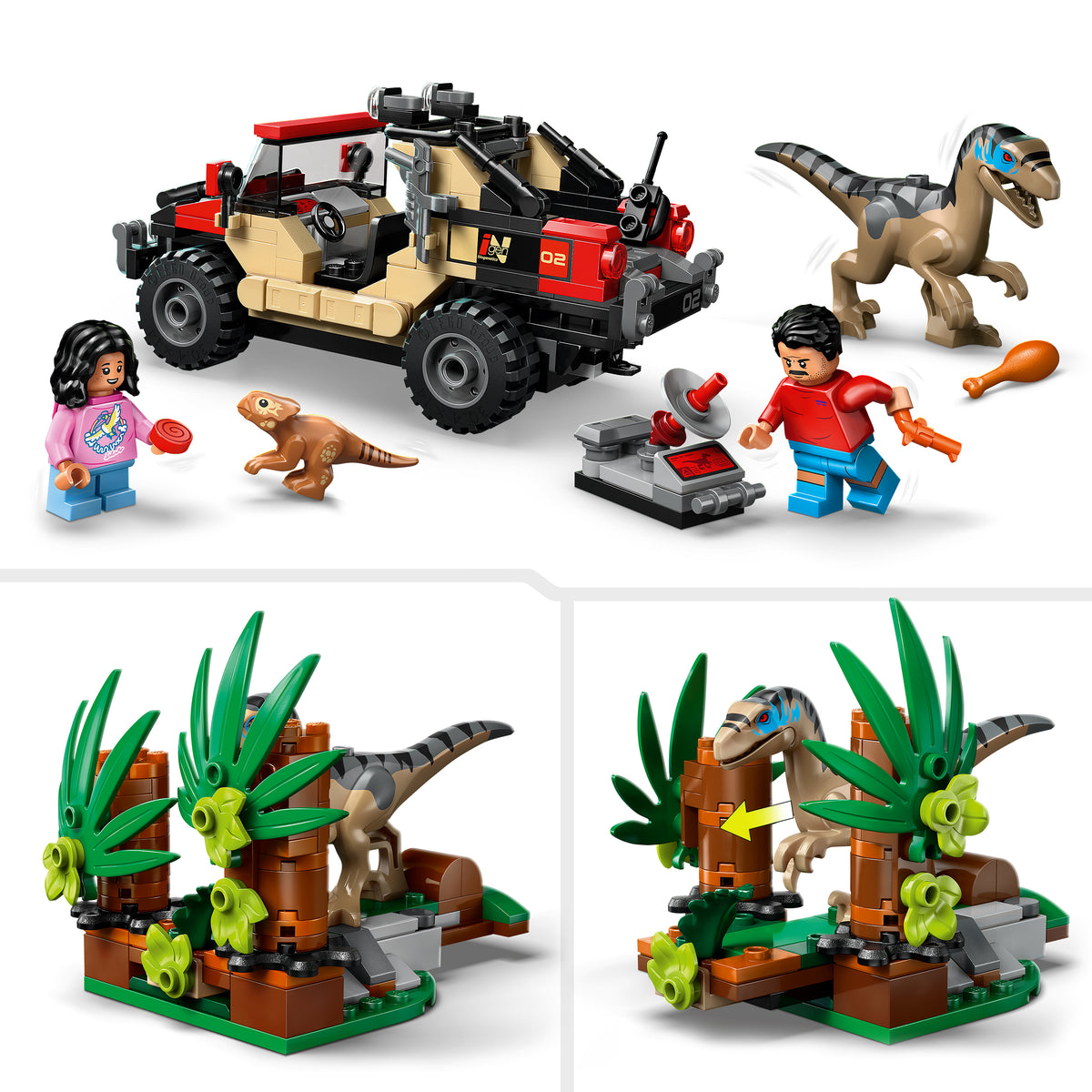 LEGO Jurassic World 76972 Raptor: Verfolgungsjagd mit dem Geländewagen
